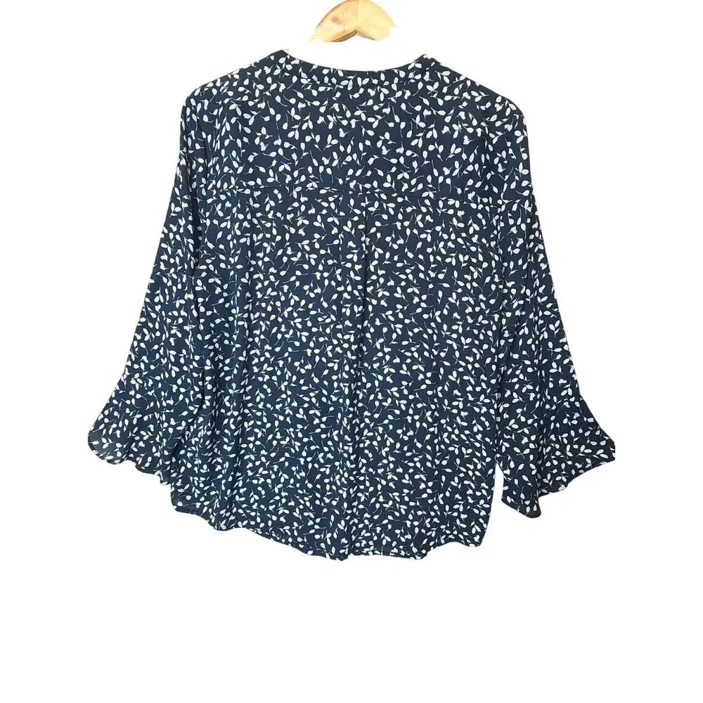 Style & Co Women's Printed‎ Pintuck Ruffle Sleeve Top size XL